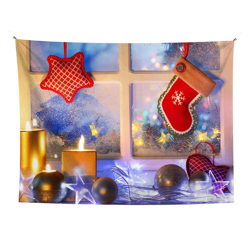 Wohnkultur Frohe Weihnachten Schneeschuh Baum Santa Claus Santa Claus Geschenke Gedruckt Polyester Faser Wand Hängen tapeçaria de natal