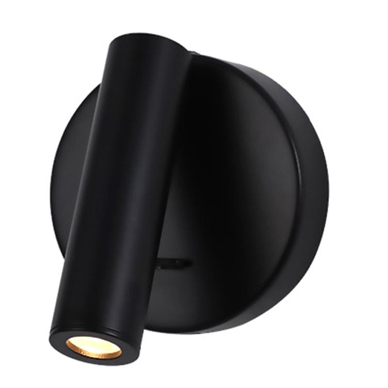 

3105 Bedroom Bedside Wall Lamp 350-Degree Rotatable Reading Light Spotlight with Switch,3W Warm Light Black