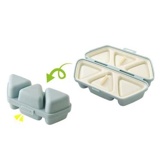6-Cavity Triangle Onigiri Mold Bento Box 2-in-1 Rice Ball Maker with Lid Portable Lunch Container for Meal Prep Picnic School Lunch