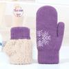 Women's Fleece-Lined Knitted Wool Christmas Gloves - Full-Finger, Double-Layer, Cold-Proof Mittens