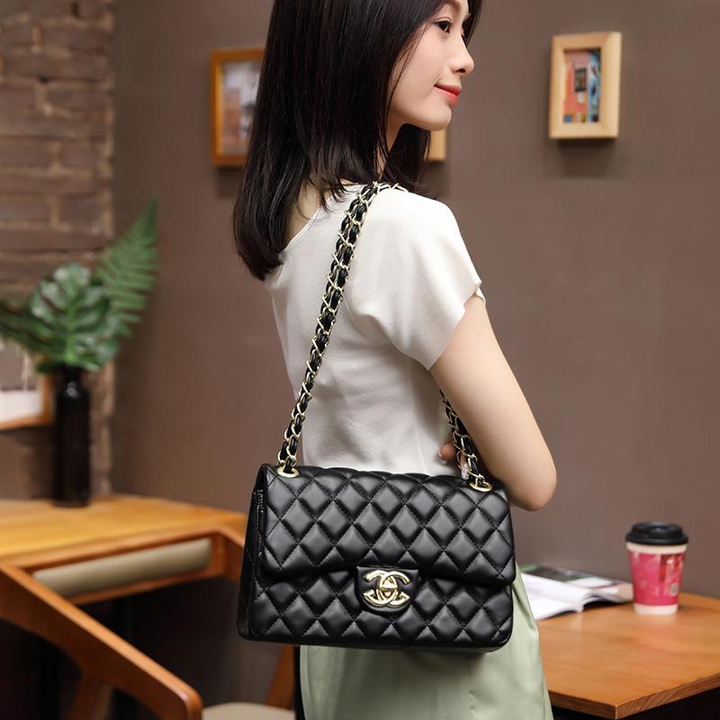 Bolsa quadrada de diamante de couro nova bolsa de mensageiro versátil feminina bolsa de ombro de verão bolsa feminina