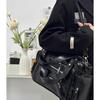 New Punk Style Black Large Capacity Tote Bag, Shoulder Crossbody Handbag for Women, Unique Design