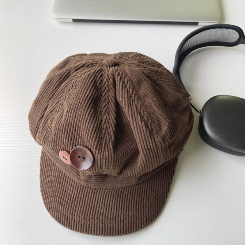 

Vintage Beret Newsboy Hat Korean Style Adjustable Autumn Winter Hat Women Berets Painter Cap Elegant Artistic Duck Tongue Beret коричневый