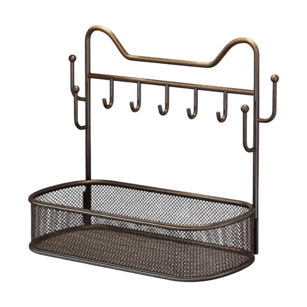Multifunctional Iron Key Holder Stand Entryway Organizer Key Rack with Elegant Jewelry Display for Home Decoration