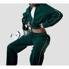European & American Casual Zipper Cardigan Jacket & Sporty Drawstring Long Pants Women’s Two-piece Set