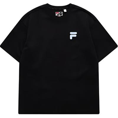 Fila Logo Print Casual Loose Round Neck Short Sleeve T-Shirt Unisex Tops Deep-Black T11U126110F