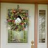 15.74 Colorful Wildflower Spring and Summer Wreath with Green Leaves, Artificial Wreath (Green, Size M)