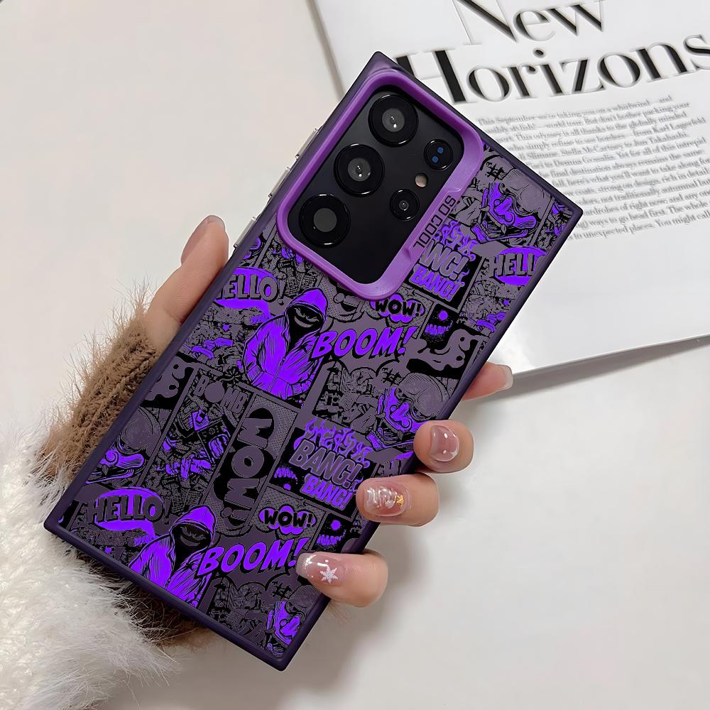

Fashion Cartoon Graffiti Phone Case For Samsung Galaxy S25 Edge S24 S23 S22 S21 S20 Ultra Funda Silicone Silver Cover Galaxy S23 Ultra