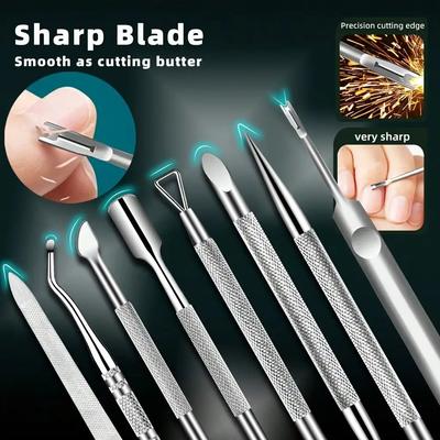 Stainless Steel Stratum Corneum Remover Set,Foot Repair, Nail Polishing and Dead Skin Trimming Set, Suitable for Home and Salon