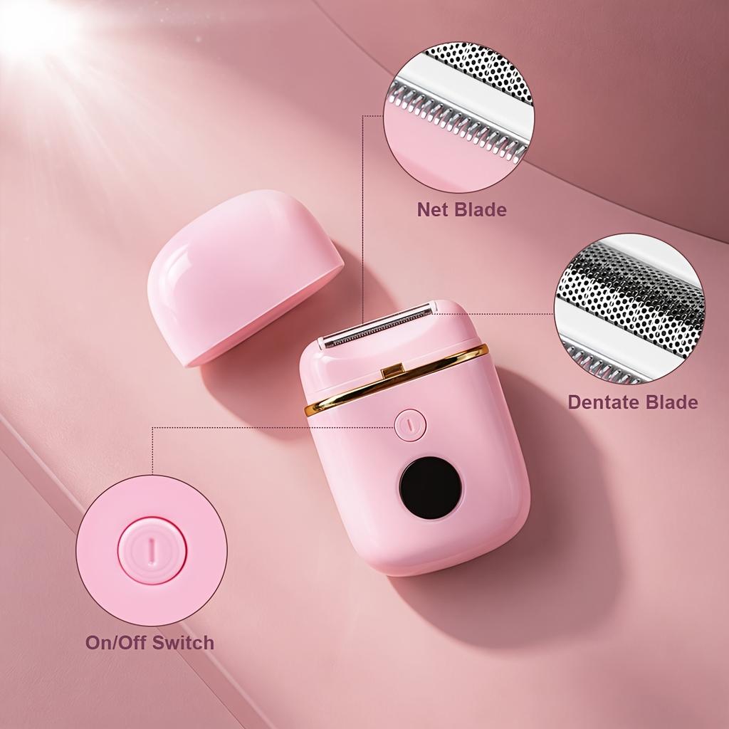 Women's Electric Shaver 2-in-1 Bikini and Body Hair Trimmer Painless USB Rechargeable shaver suitable for legs, armpits and face, portable