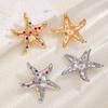 Fashion Versatile High End Personality Sea Star Inlaid Colored Imitation Diamond Design Earrings For Women