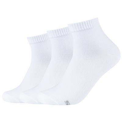 3PPK Basic Quarter Socks, Mens White Socks