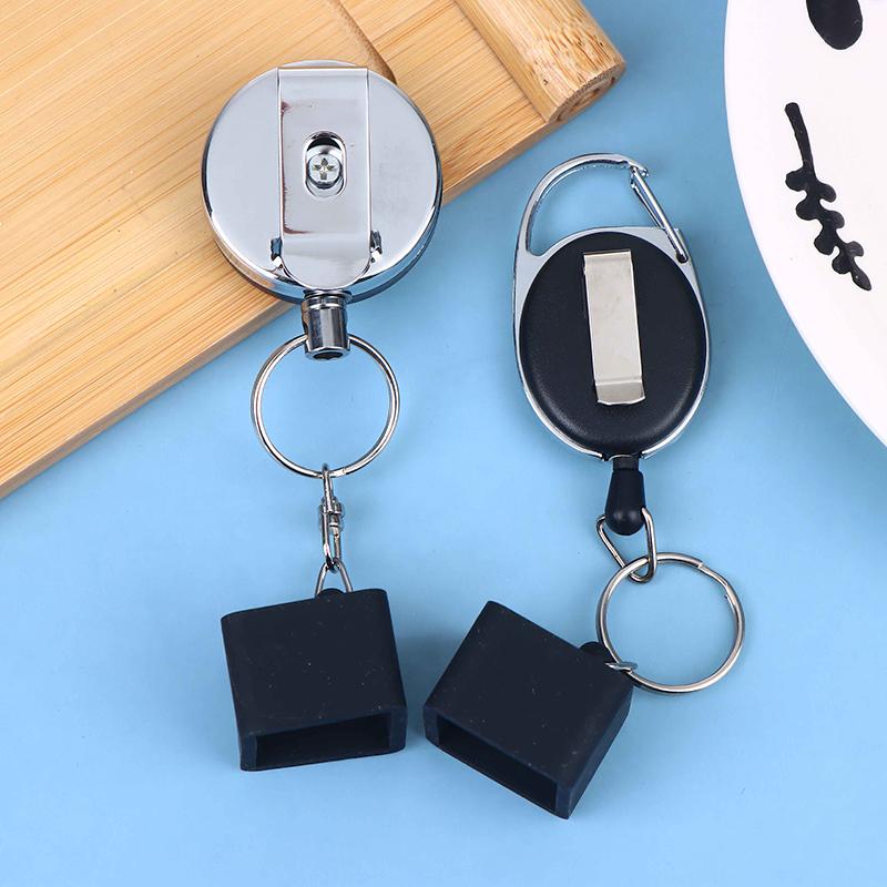1Pc Black Billiard Telescoping Chalk Holder Snooker Pool Cue Chalk Holder Keychain Retractable Rope Chalk Holder W Mounting Clip
