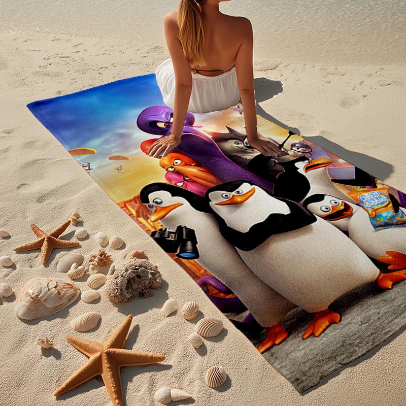 Penguins dventure Beach Towel, Super Soft Microfiber, Gift for Her/Him, Birthday, for Pool, Beach, Travel, Home Decor Fan gifts
