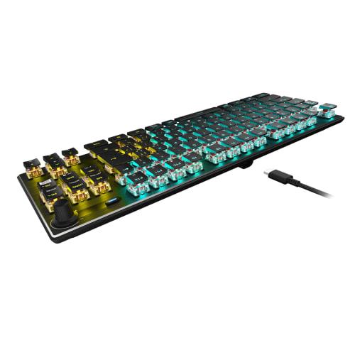 ROCCAT Mechanical Gaming Keyboard USB Computer Compatible Vulcan TKL Pro JP Japanese Layout Wired Black/Black Optical Linear Tenkeyless RGB Volume Dia