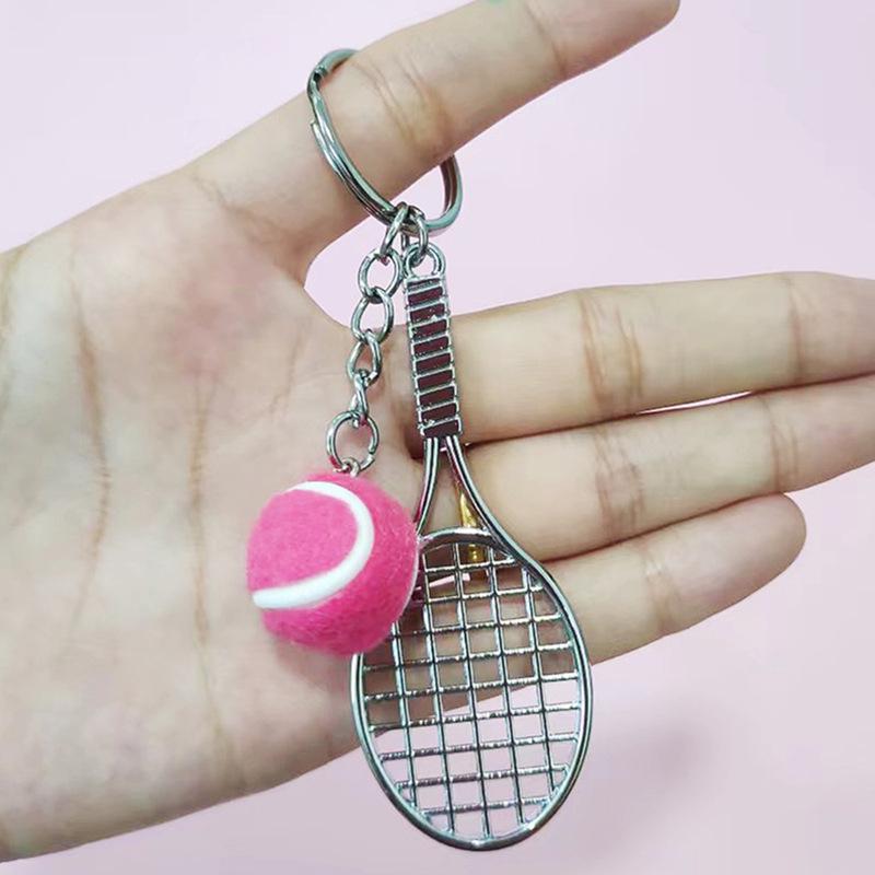 Creative Tennis Racket Keychain Pendant - Sports Gift & Backpack Accessory