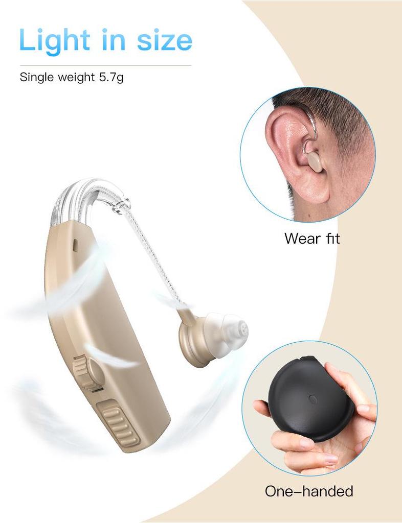 Rechargeable Hearing Aids for the Elderly - Sound Amplifier and Accessories