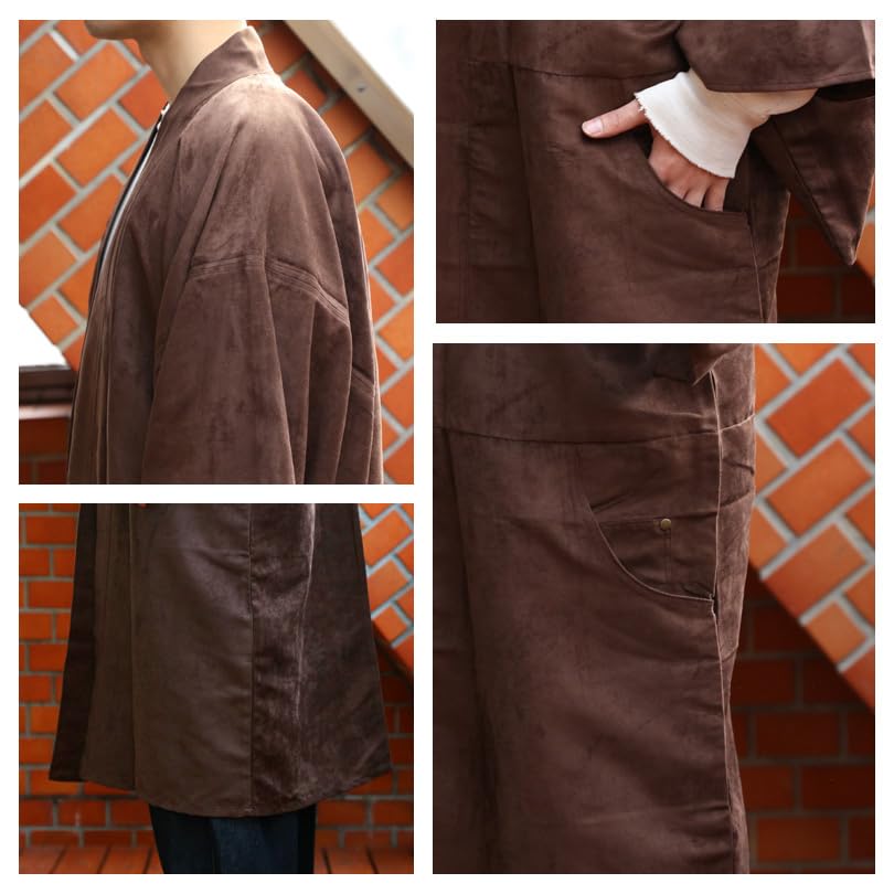 Suede Coat for American Camel L 8(eight) Men, Haori, Kimono, Streetwear, Casual,
