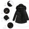 Warm Fluffy Winter Jacket Medium Long Hooded Collar Parker Coat Cotton Zipper Coat