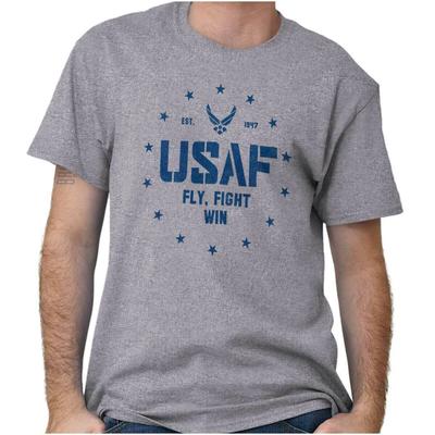 US Air Force Fly Fight Win USAF Wings Logo Womens or Mens Crewneck T Shirt Tee