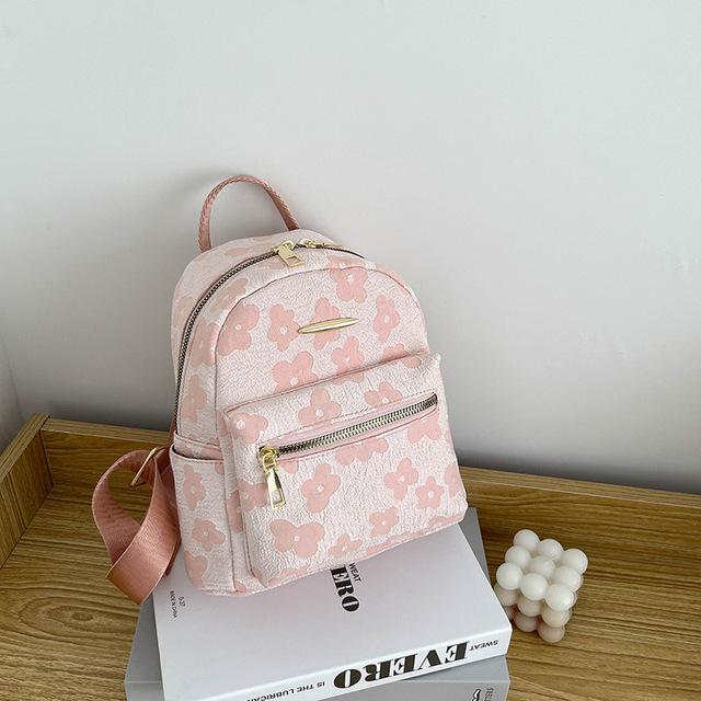 Women's Backpack Leather Shoulder Mini Small Backpack Multi-Function Ladies Phone Pouch Pack Flower Print Ladies School Backpack Bag for Women