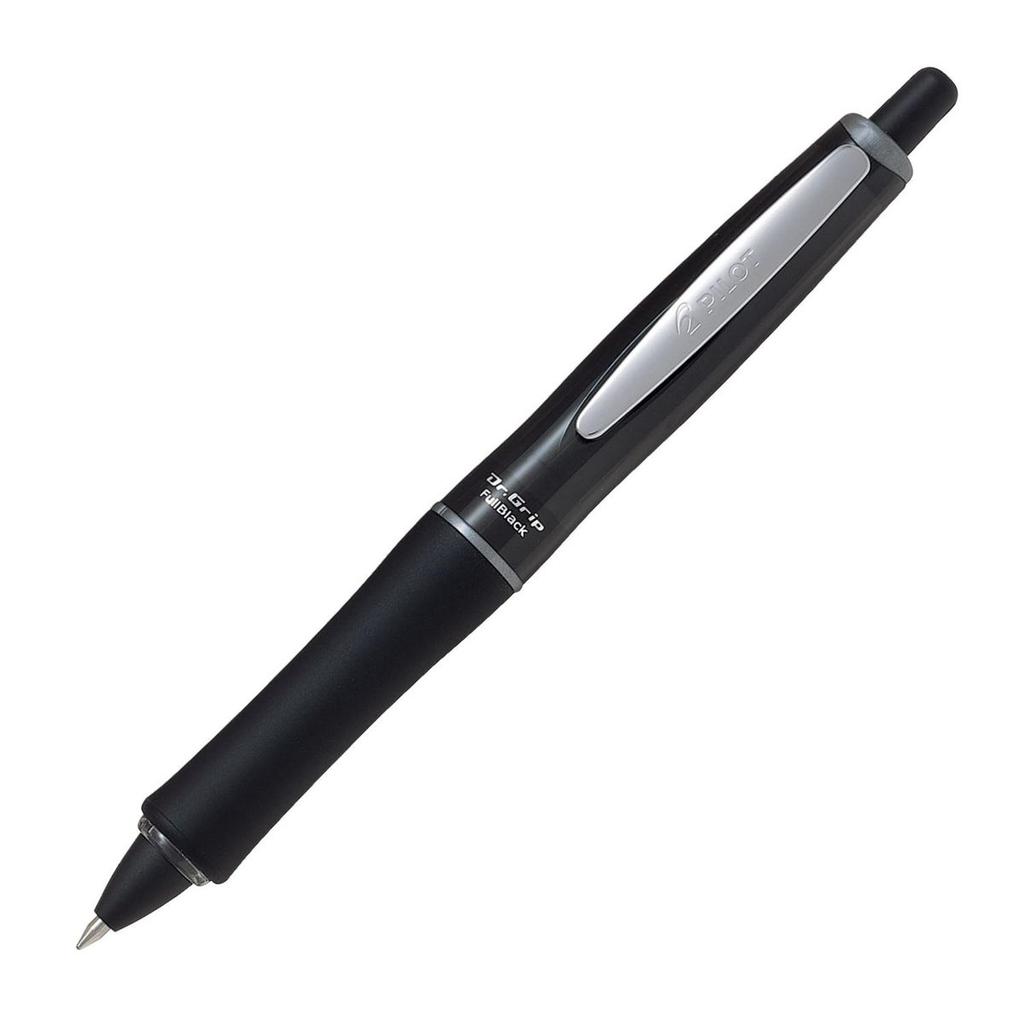 Pilot Dr. Grip Full Black Series Ballpoint Pen 0.7mm Silver Clip