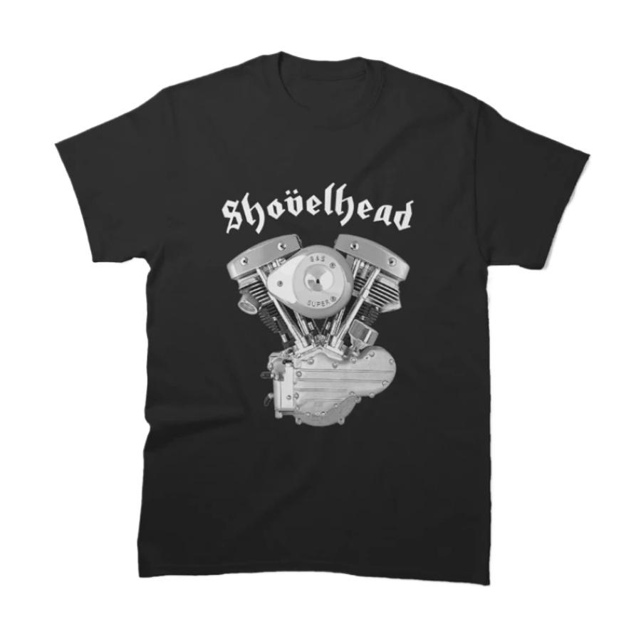 Американский мотоцикл VTwin Shovelhead Двигатель Мотоциклист Футболка 100% Хлопок Круглый вырез Короткий рукав Повседневная мужская футболка Размер S3XL S