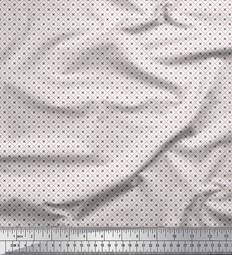 Soimoi Japan Crepe Satin Fabric Check Shirting Print Fabric by Metre 42 Inch