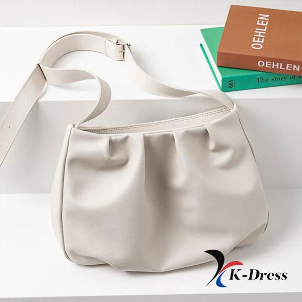 

Щоденна сумка через плече з гофрованими рукавами (2 кольори) 35x23x9cm слонова кістка