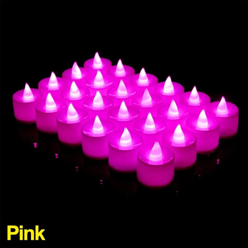 12-1Pcs Colorful LED Candles Battery Operated Flameless Tealight Fake Candles Lamp Wedding Birthday Party Home Decoration Lights