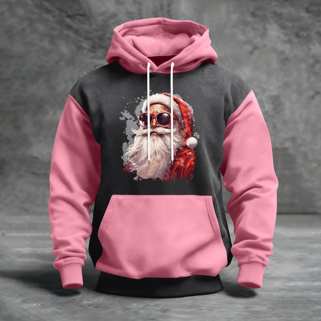 Herren Weihnachten Print Colorblock Kapuzenpullover Lässig Sport Komfort Sweatshirt