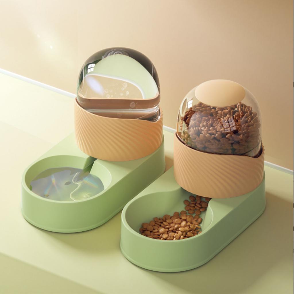Pet Water Food Dispenser Transparent Removable Automatic Cat Feeder Waterer Set for Dog Puppy