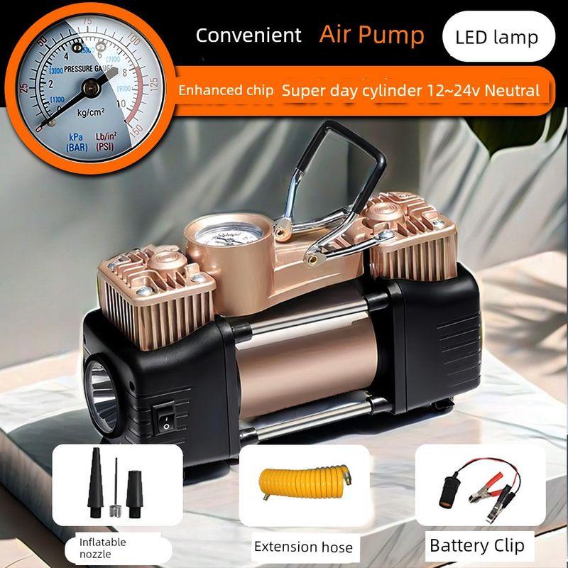 Vehicle Air Pump Portable Car Air Pump Car Tire Electric High Power 12V Double Cylinder Air Pump
