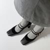 Kara Women's Shoes~ Black Professional High Heels Versatile Splicing Square Head Mary Jane Women's Shoes Double-breasted Thick Heel Single Shoes