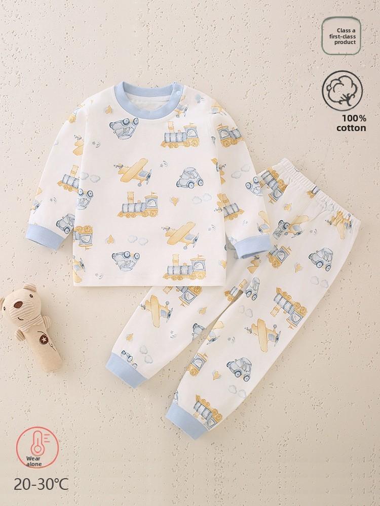 Baumwoll-Pyjama-Set für Kinder mit antibakteriellem Stoff für Kleinkinder Nachtwäsche und Loungewear