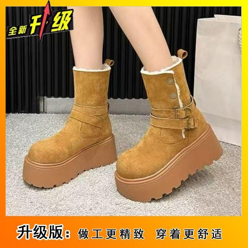 Casual thick-soled two-wear snow boots for women's autumn and winter new fashionable versatile velvet comfortable medium boots for children