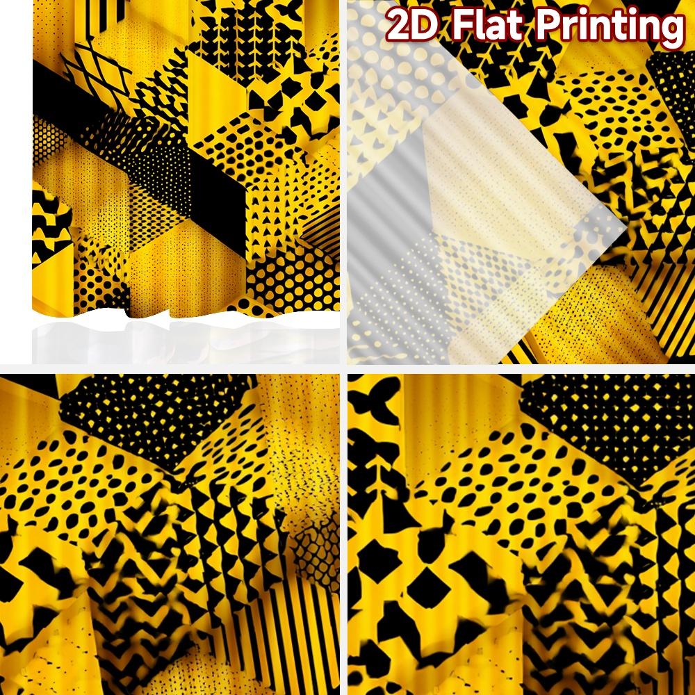 2D FLAT PRINTING 2pcs Curtains (Without Rod) Geometric Yellow Cubes Valentine is day Festival Creative Curtains Durable
