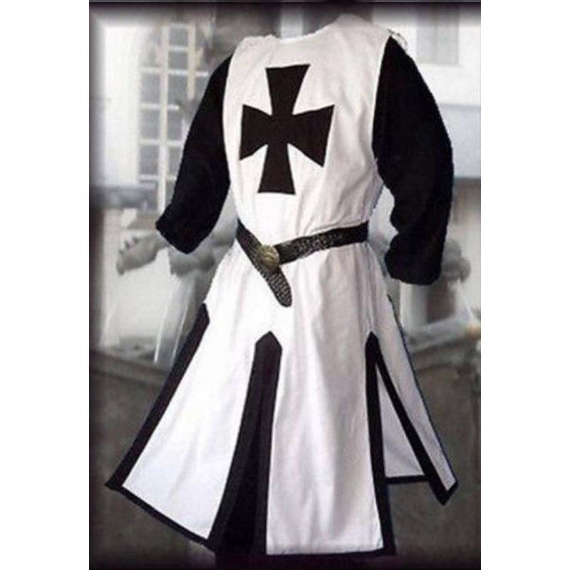 

Medieval Knight Templar Crusader Surcoat Long Sleeve Outfit Cosplay Costume White,2XL