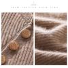Women's Slim Fit Cashmere Sweater - Round Neck Ribbed with Diagonal Buttons, Elegant Knitwear for Autumn and Winter