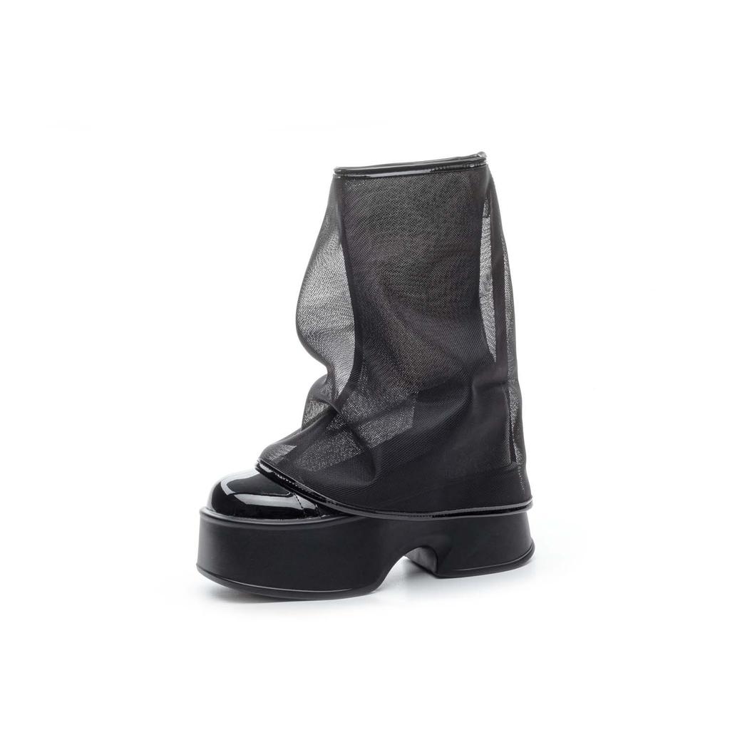 Summer 2025 New Thick-soled Cool Boots Double-layer Design Irregular Trousers Mesh Boots Women's Solid Color Trend