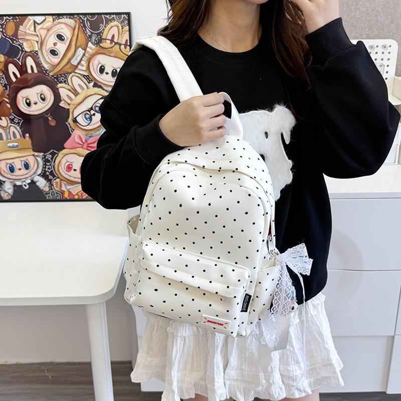 School Bag Junior High School Girls Girl Heart Atmosphere Polka Dots Large Capacity Versatile High Value Female Student Backpack High School