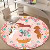 1PCDogs Floral Office Round Area Rug,  Mat Suitable For Office, Under Office Chairs Bedroom Living Room Home Decor, Room Deco