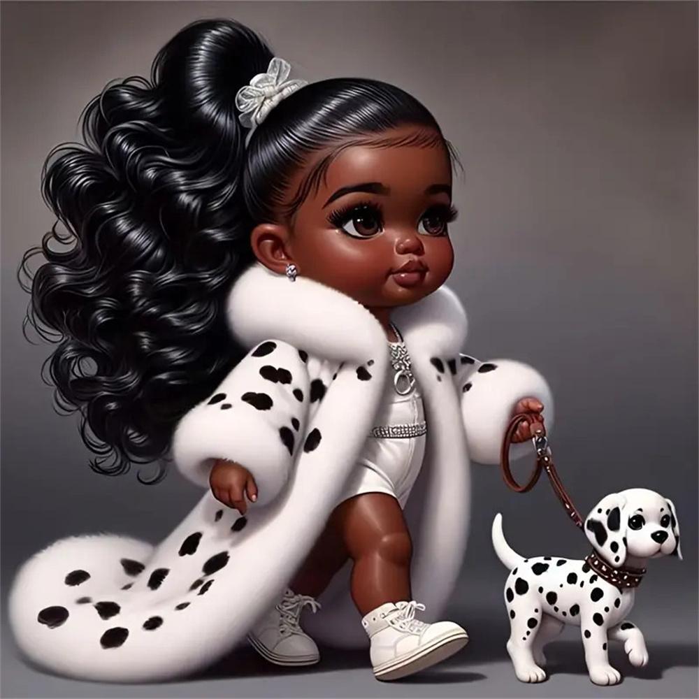 5d Diy Diamond Painting Girl Dog Portrait Diamond Embroidery Seaside Full Round Drill Cross Stitch Kits Gift