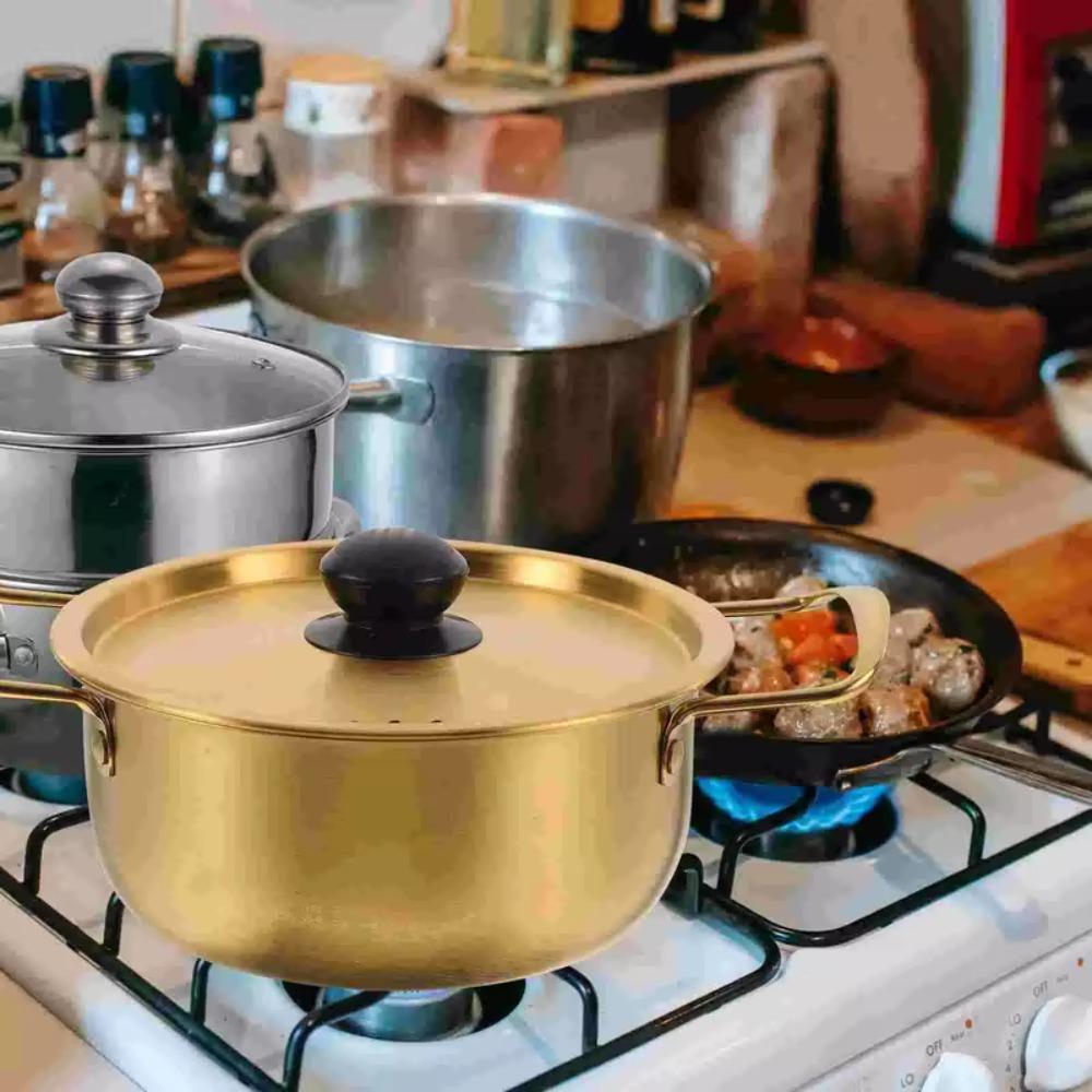 Double Handle Noodle Cooker Stainless Steel Soup Pot Kitchen Utensils Ramen Pot  Hot Pot