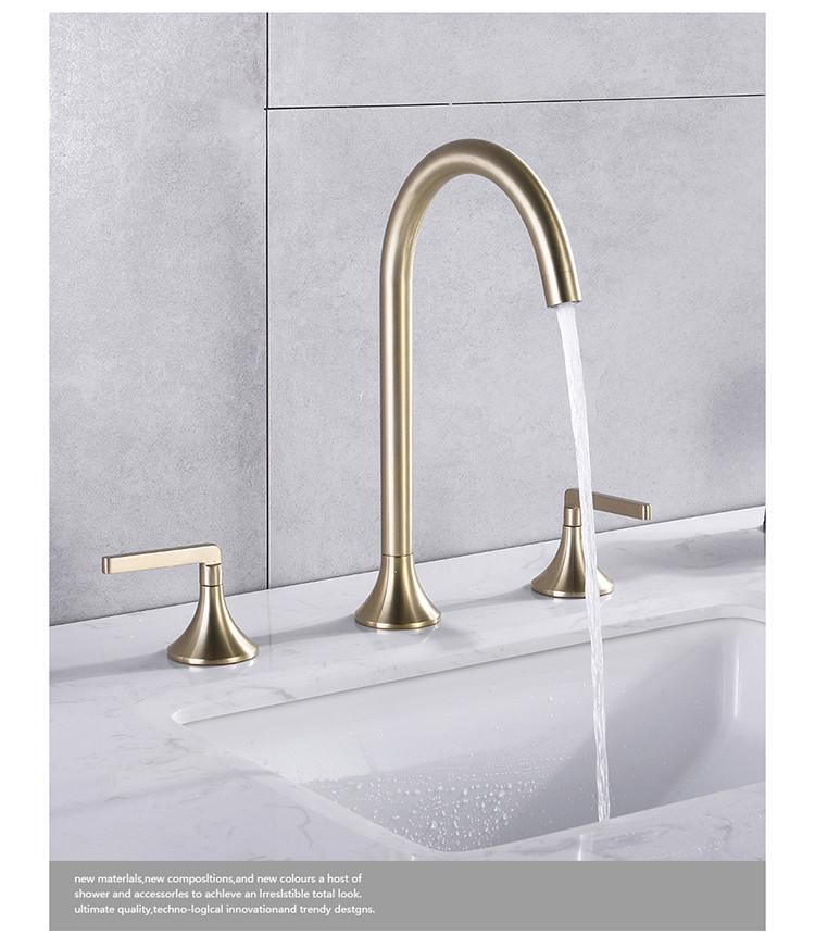 

Tuqiu Basin Faucet Lavatory Mixer Tap Brass Widespread Rotation Sink tap Brass sink faucet 8 inch Three Hole Brush Gold