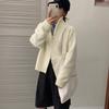 Lazy wind solid color double zipper lapel neck sweater jacket women's autumn new loose simple stand-up neck knitted cardigan thick