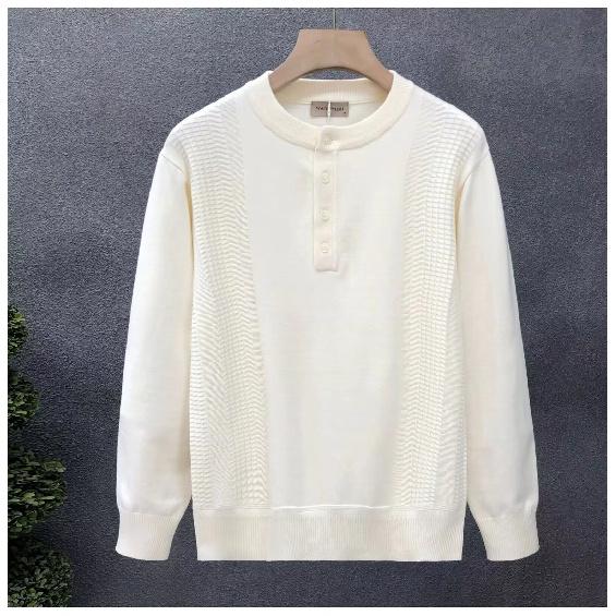 Spring 2024 Men's Sweater Patchwork Assorted Colors Skin-Friendly Fabric Fashion Versatile Top Casual Long-Sleeved Bottoming Shirt