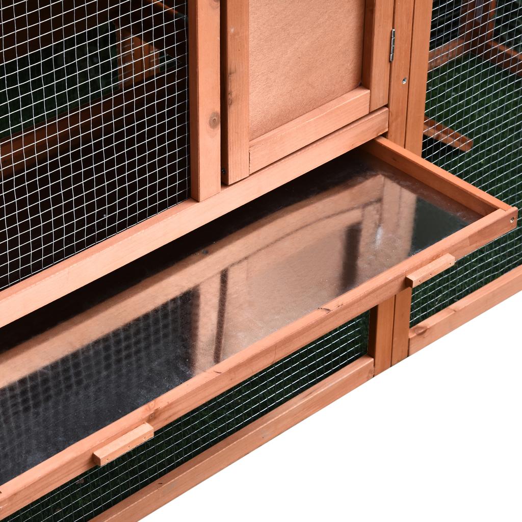 Wooden Rabbit Hutch with Ramp, 144x64.5x100 cm, Two-Tier Outdoor Small Animal Cage