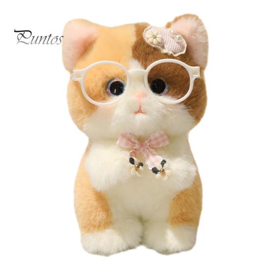 Plush Ornament for Keys Cute Kitten Pendant with Glasses And Tie, Soft Stuffed Animal Bag Decoration Keychain Backpacks Keys, Decorative Hanging