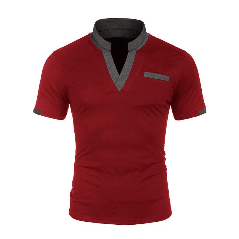 Spring and Summer New Solid Colour Polo Shirt Colour Blocking Men's Polo Shirt Multicolour T-shirt